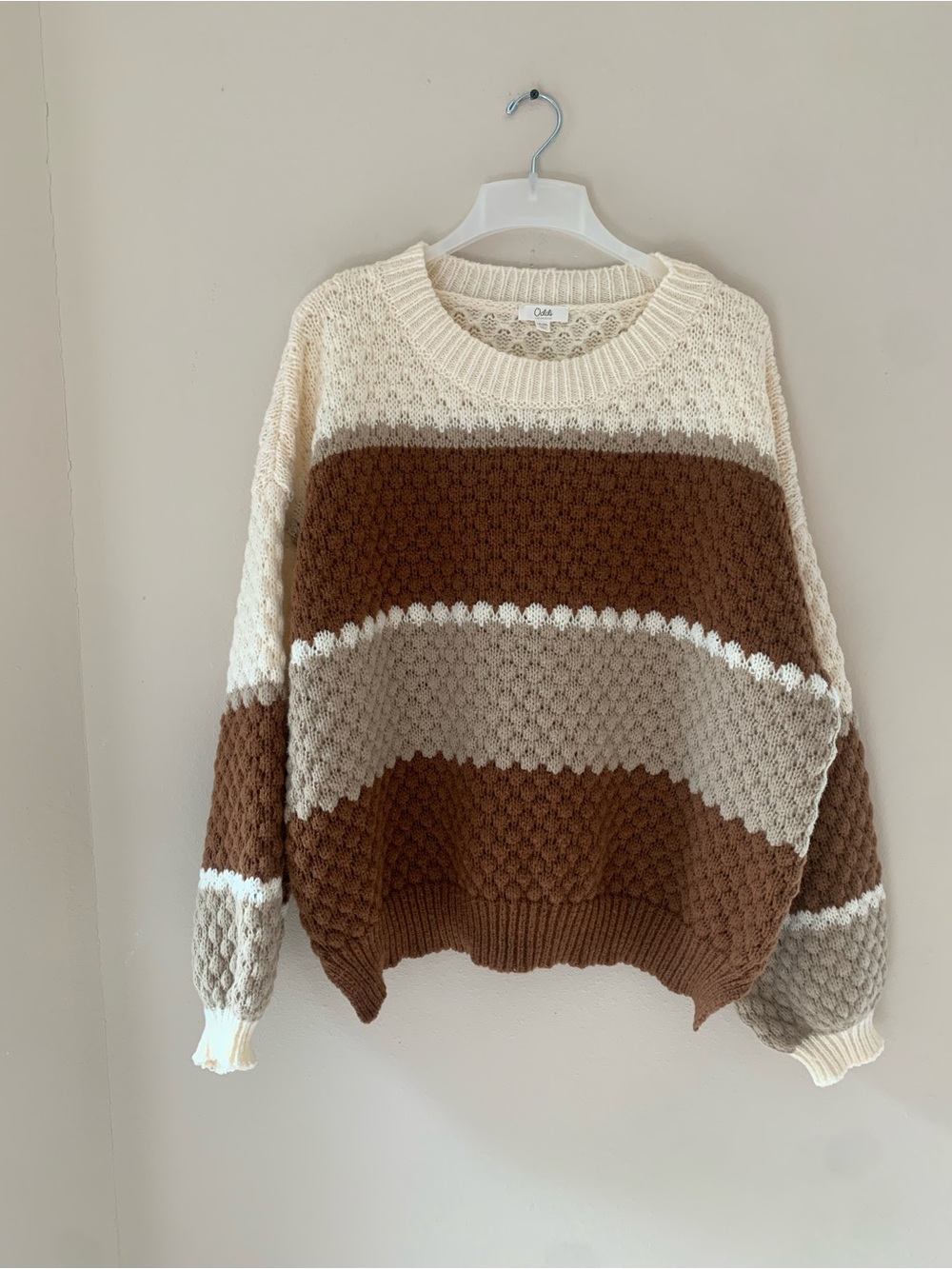 Oddi Los Angeles Sweater Cream Brown Tan Women’s Size 1XL / 2XL